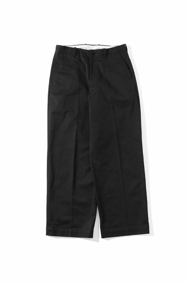 NO TUCK WIDE CHINO TROUSERS[BLACK]