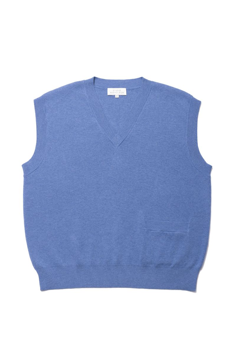 12GG MERINO KNIT VEST[BLUE] | 1LDK ONLINE STORE