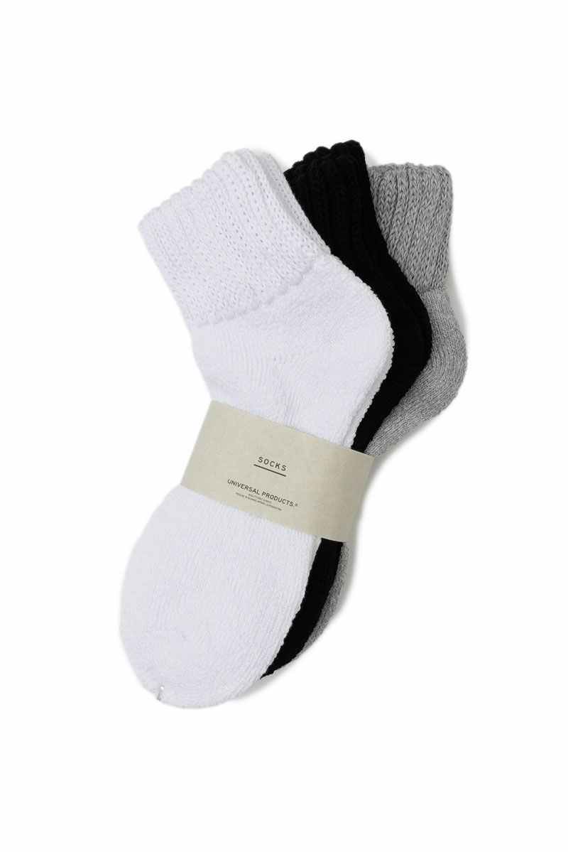 3P PILE SOCKS[WHITE/BLACK/GRAY] | 1LDK ONLINE STORE