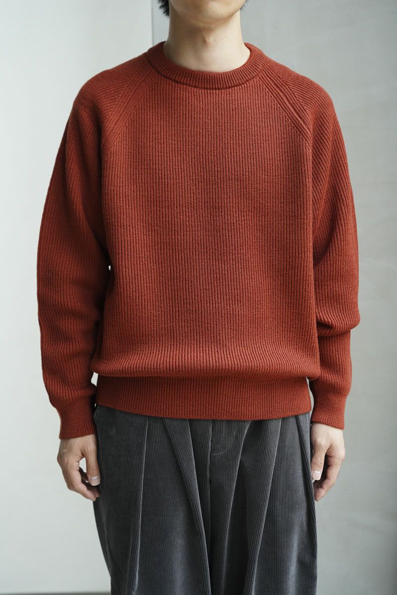 WOOL LOW GAUGE CREW NECK[ORANGE] | 1LDK ONLINE STORE