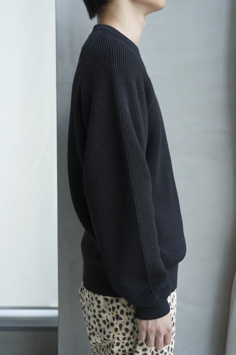 WOOL LOW GAUGE CREW NECK[BLACK] | 1LDK ONLINE STORE