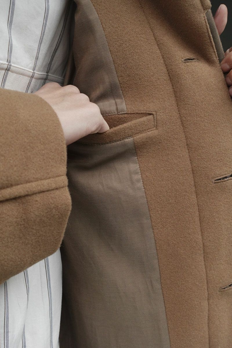WOOL STAIN COLLAR COAT[CAMEL]