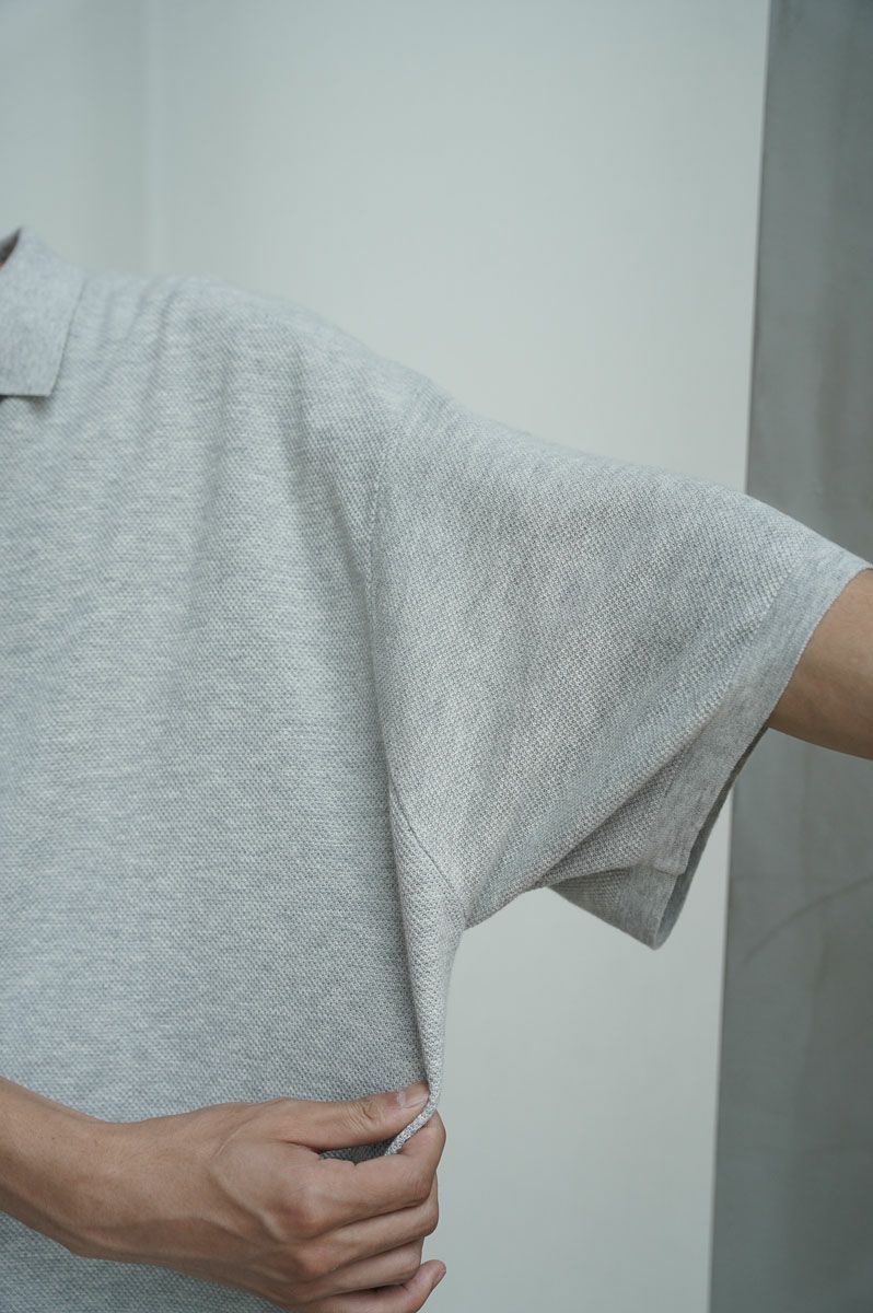 KNITTED BIG SKIPPER POLO[GRAY] | 1LDK ONLINE STORE