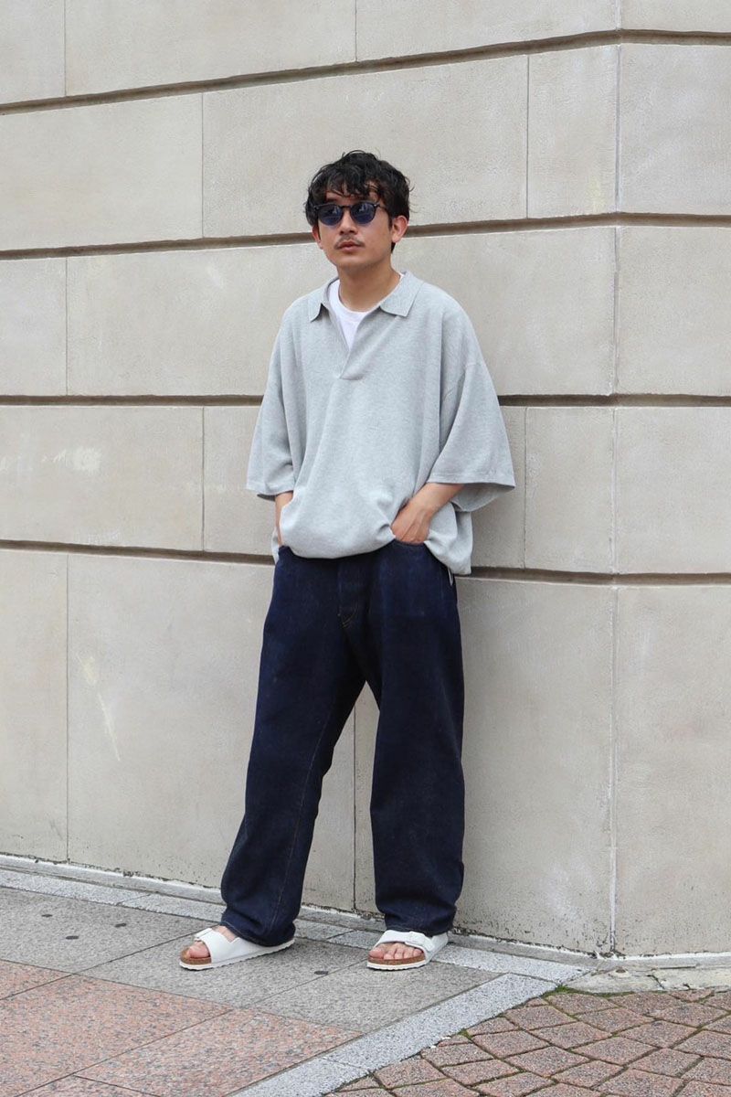 Is-ness KNITTED BIG POLO - ポロシャツ