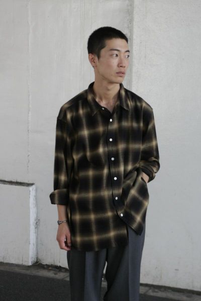 L/S CHECK SHIRT[KHAKI] | 1LDK ONLINE STORE