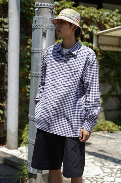 UNIVERSAL PRODUCTS. T.M. L/S BLOCK CHECK SHIRT[BLUE]