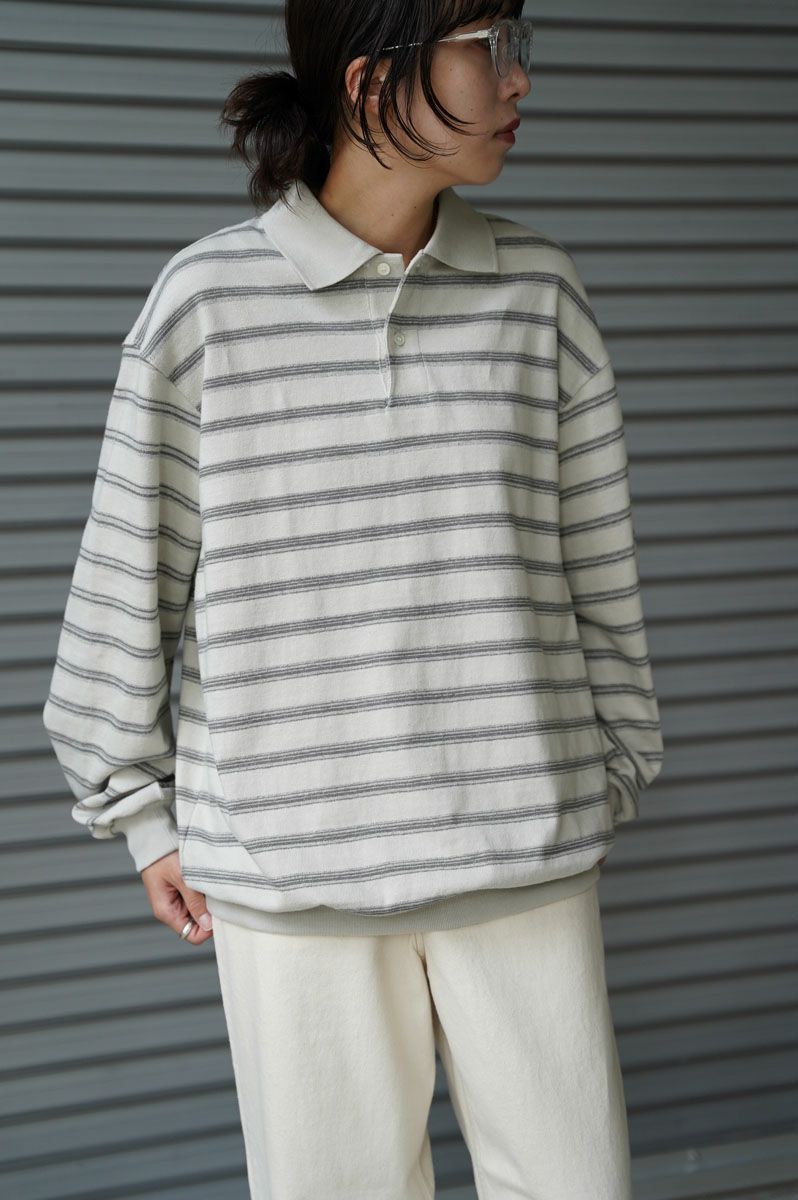 KASURI BORDER L/S POLO[GRAY] | 1LDK ONLINE STORE