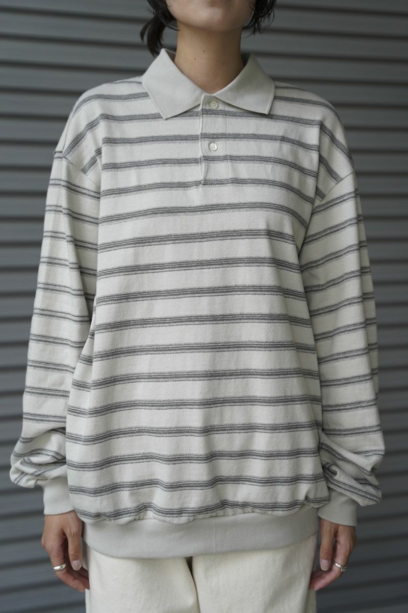 KASURI BORDER L/S POLO[GRAY]