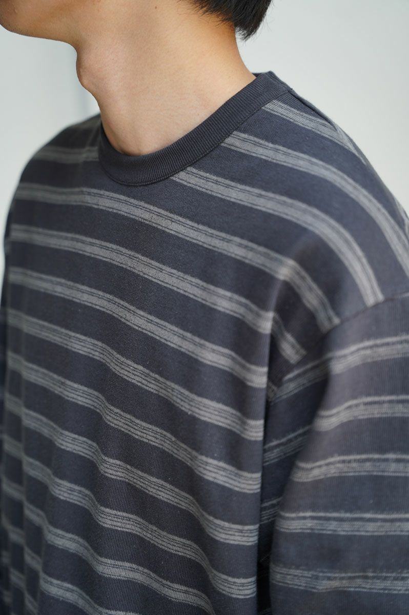 KASURI BORDER L/S T-SHIRTS[BLACK]