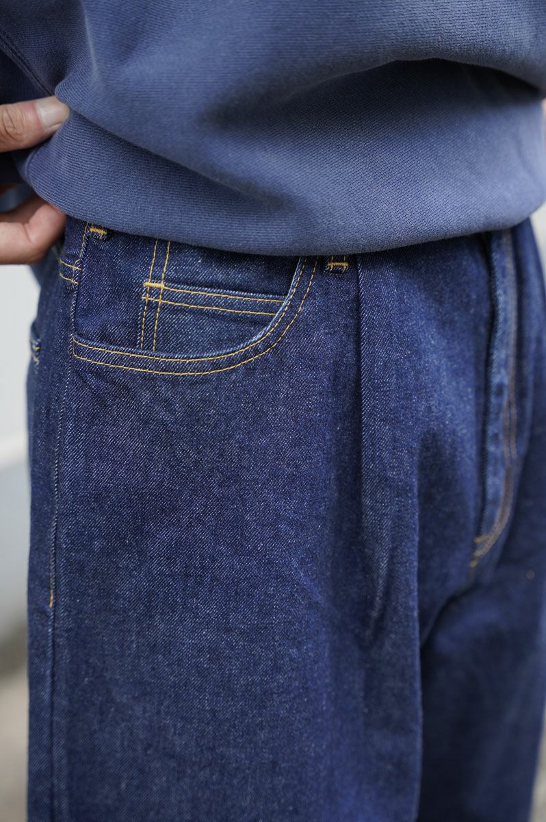 5POCKET TUCK WIDE DENIM PANTS[INDIGO]