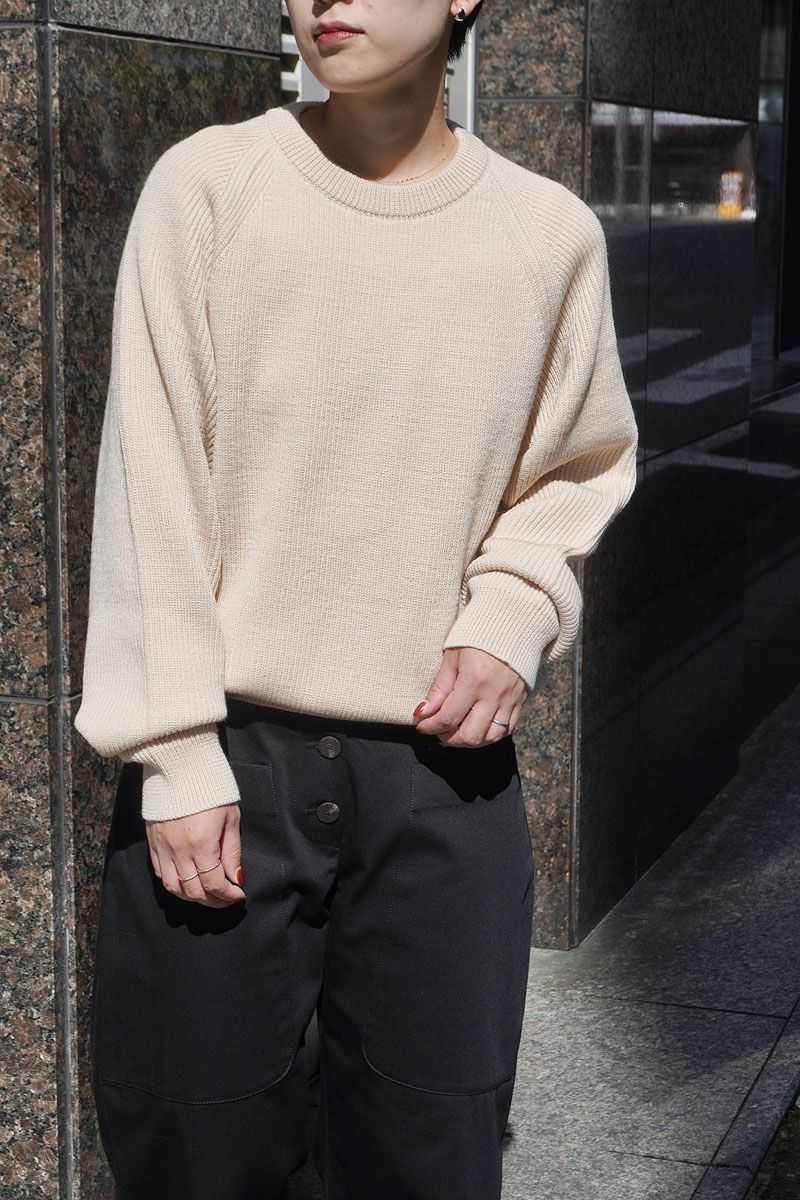 WOOL LOW GAUGE CREW NECK[IVORY] | 1LDK ONLINE STORE