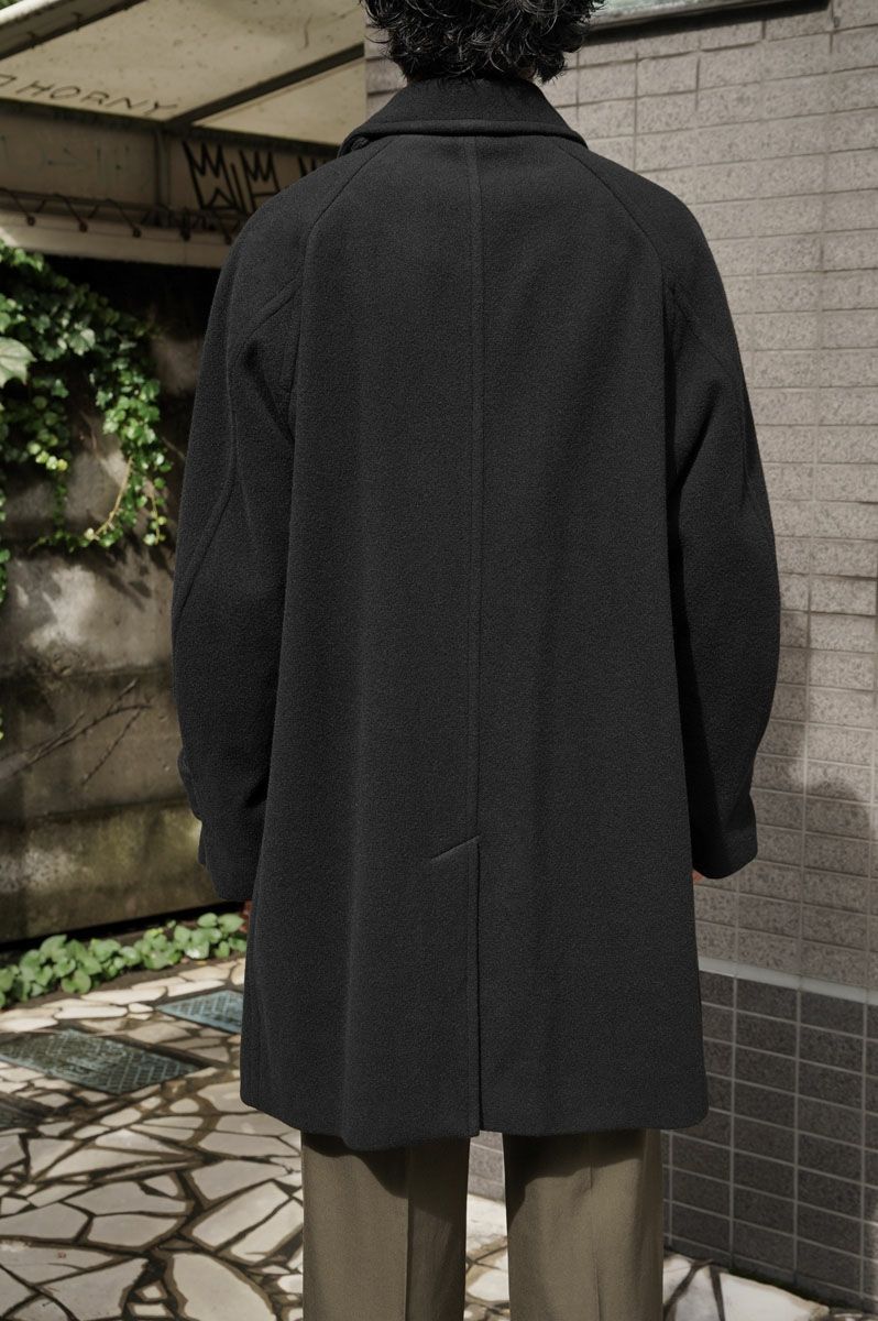 WOOL STAIN COLLAR HALF COAT[BLACK]