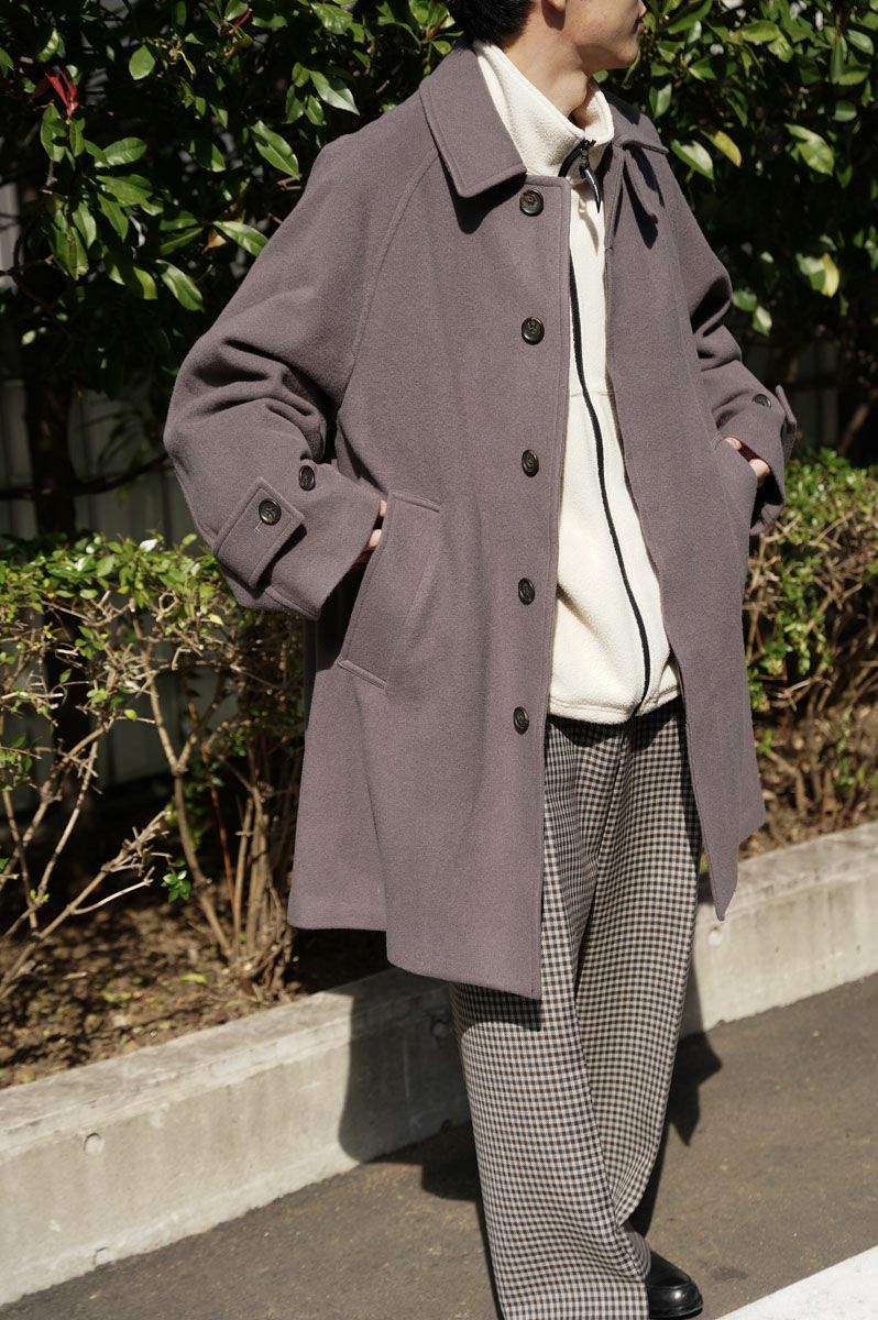 EVCON WOOL STAIN COLLAR HALF COAT[MOCHA]