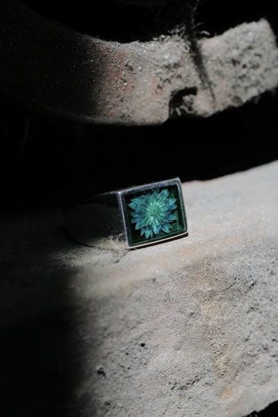 Signet Ring with Flower for 1LDK[GREEN] | 1LDK ONLINE STORE