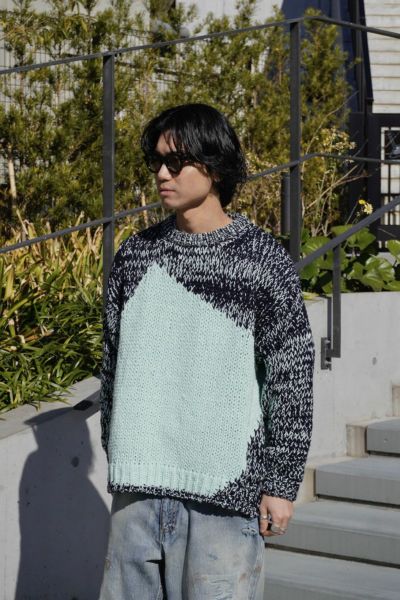 INTARSIA CREWNECK SWEATER[MIST GREEN] | 1LDK ONLINE STORE