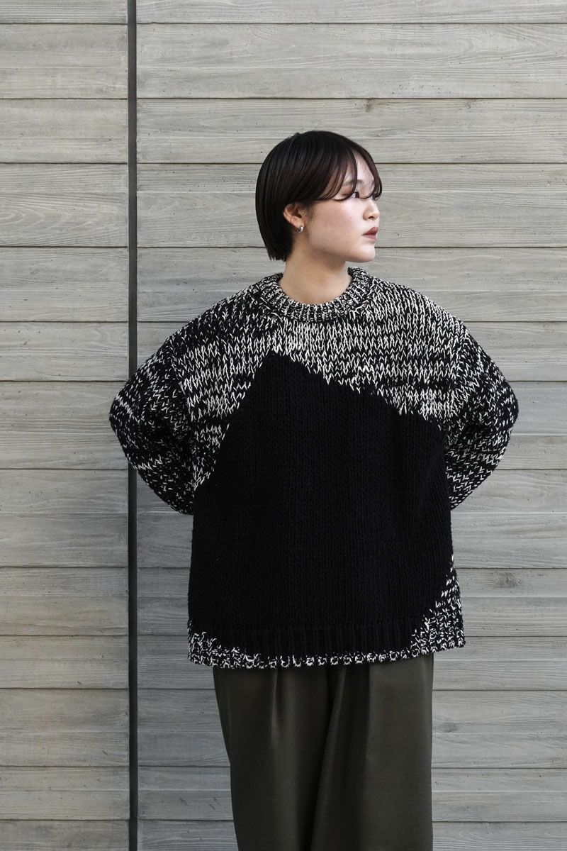 INTARSIA CREWNECK SWEATER[BLACK] | 1LDK ONLINE STORE