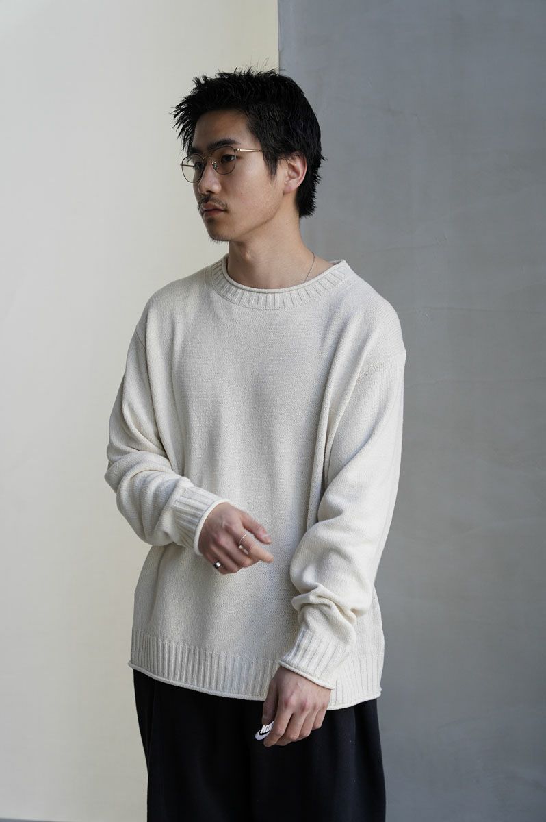 UNIVERSAL PRODUCTS. SILK CREW NECK KNIT[IVORY]