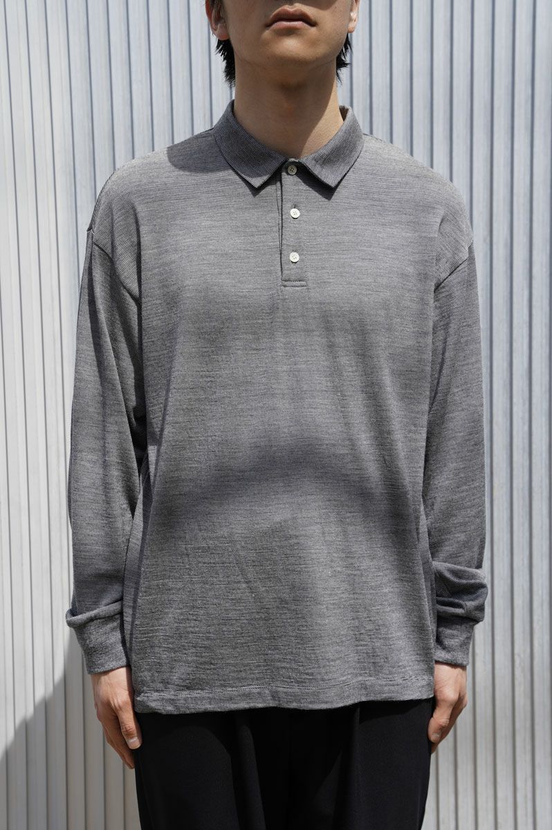 WOOL L/S POLO SHIRTS[NAVY] | 1LDK ONLINE STORE