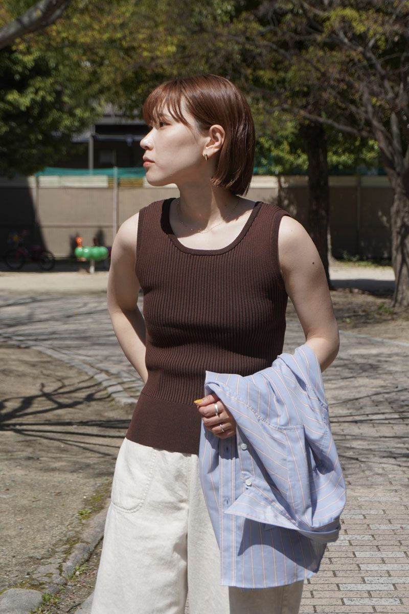 RIB TANK TOP[BROWN×BLACK] | 1LDK ONLINE STORE