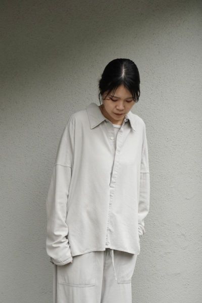 SILK SUEDE DRESS LS SHIRT[BLUEGRAY] | 1LDK ONLINE STORE