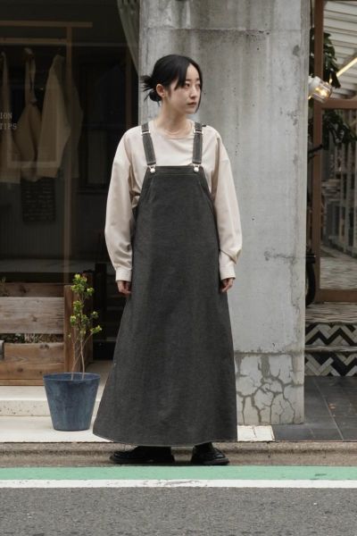 RERACS KUURA DENIM THE APRON DRESS[DARK NAVY] | 1LDK ONLINE STORE