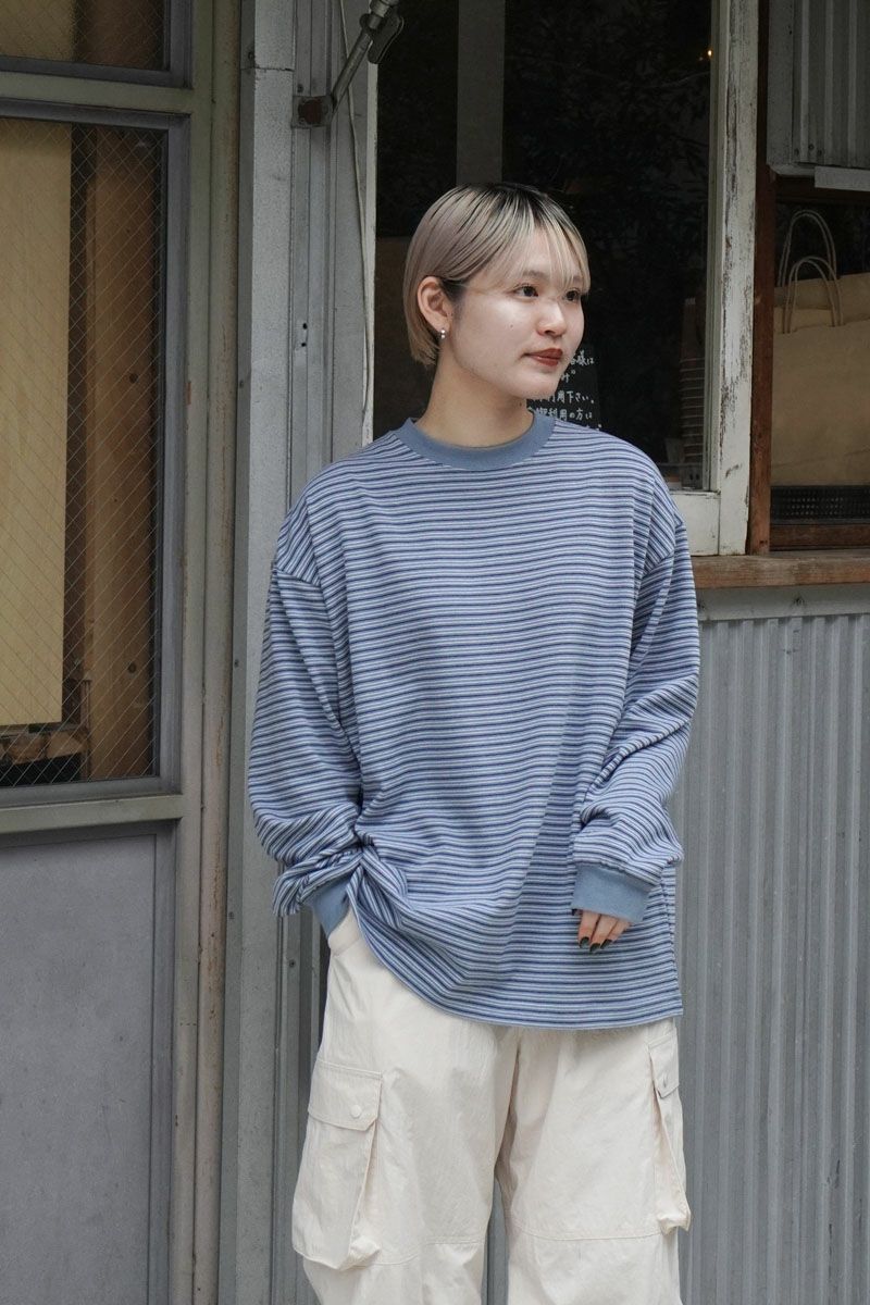 BORDER WIDE L/S T-SHIRT[BLUE] | 1LDK ONLINE STORE