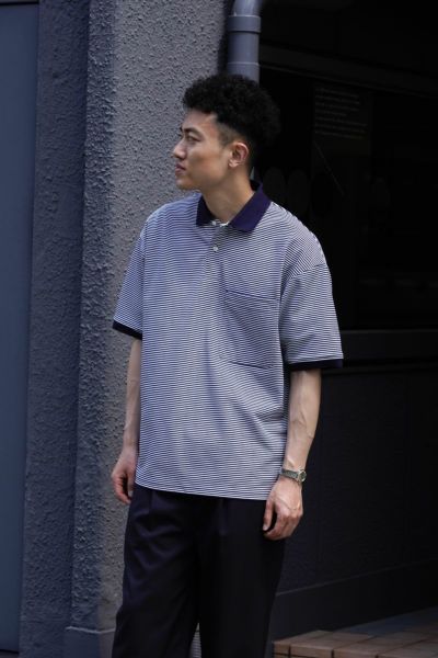 MENS】TECH POLO SHIRTS S/S[WHITE×NAVY BORDER] | 1LDK ONLINE STORE