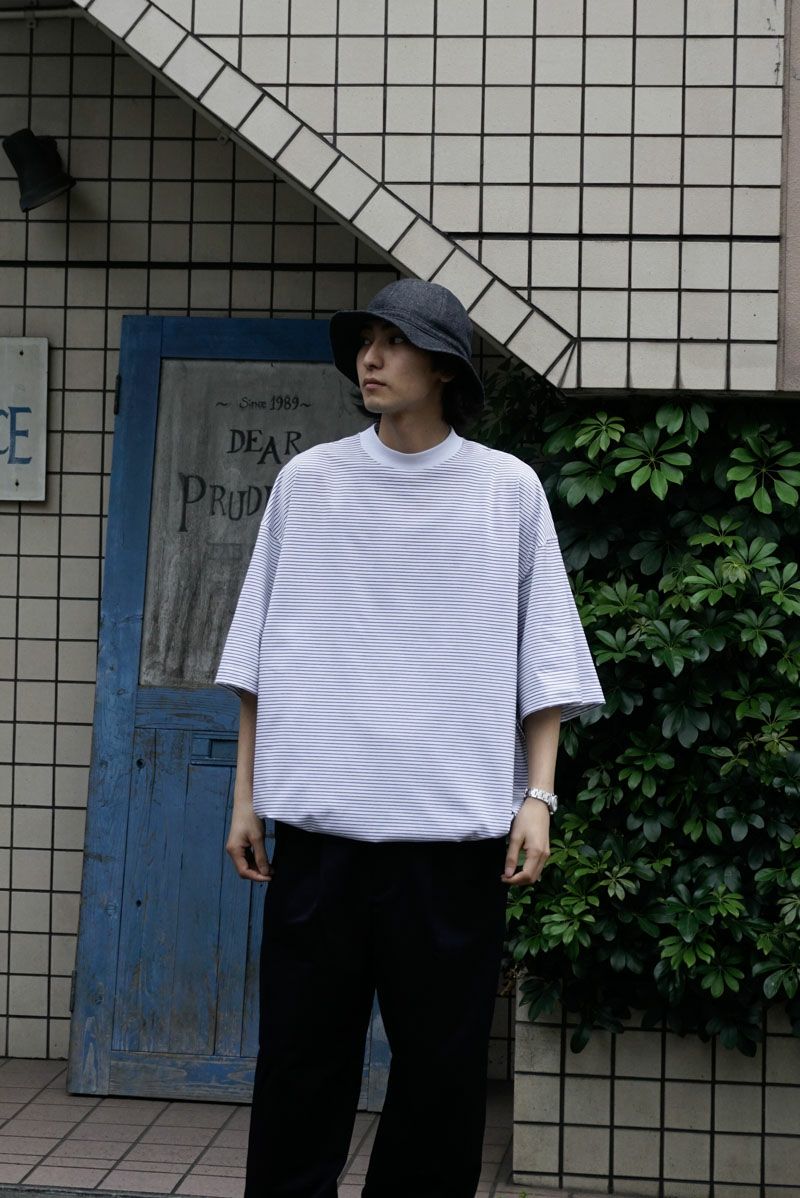 BALLOON BORDER SHORT SLEEVE T-SHIRT[WHITE×NAVY] | 1LDK ONLINE STORE