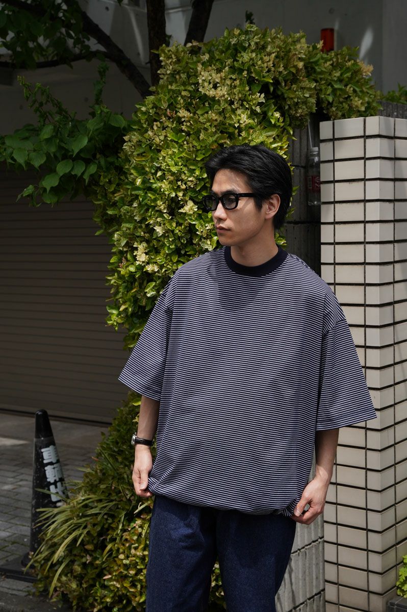 BALLOON BORDER SHORT SLEEVE T-SHIRT[NAVY×WHITE] | 1LDK ONLINE STORE