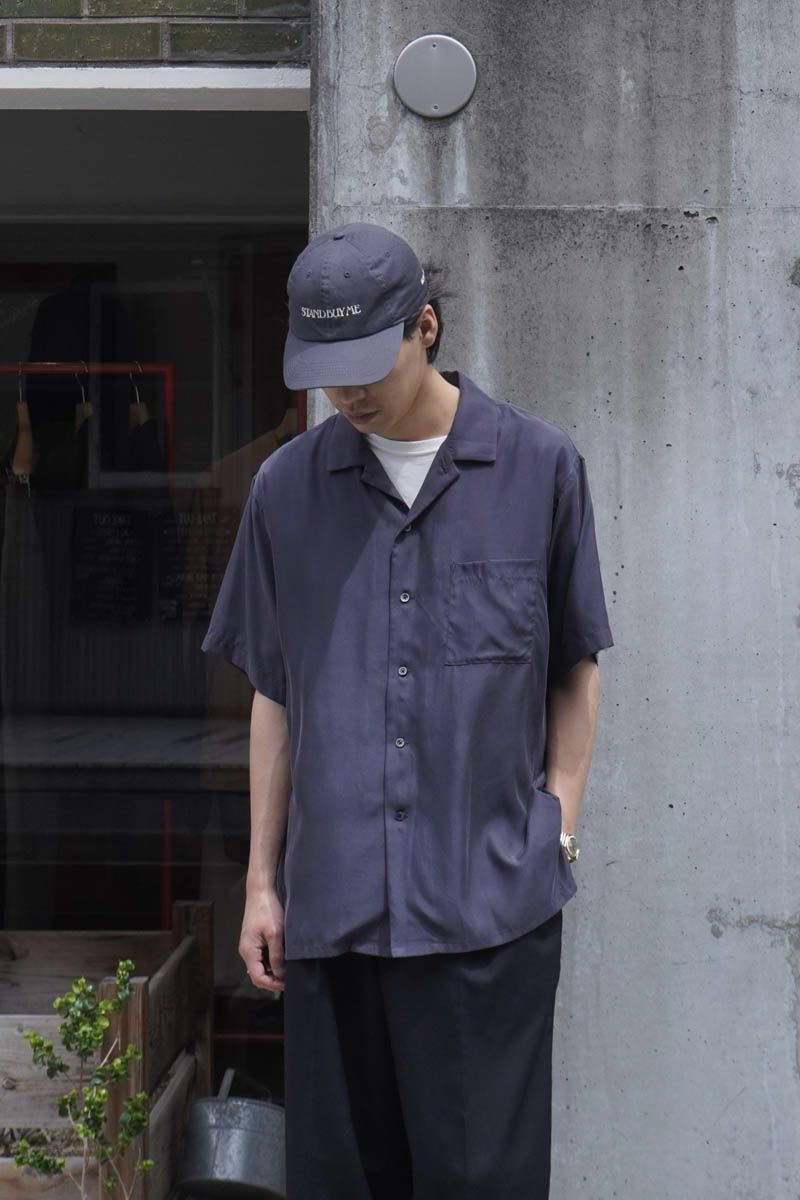 OVERSIZED CUPRO OPEN COLLAR SS SHIRT[CHARCOAL] | 1LDK ONLINE STORE