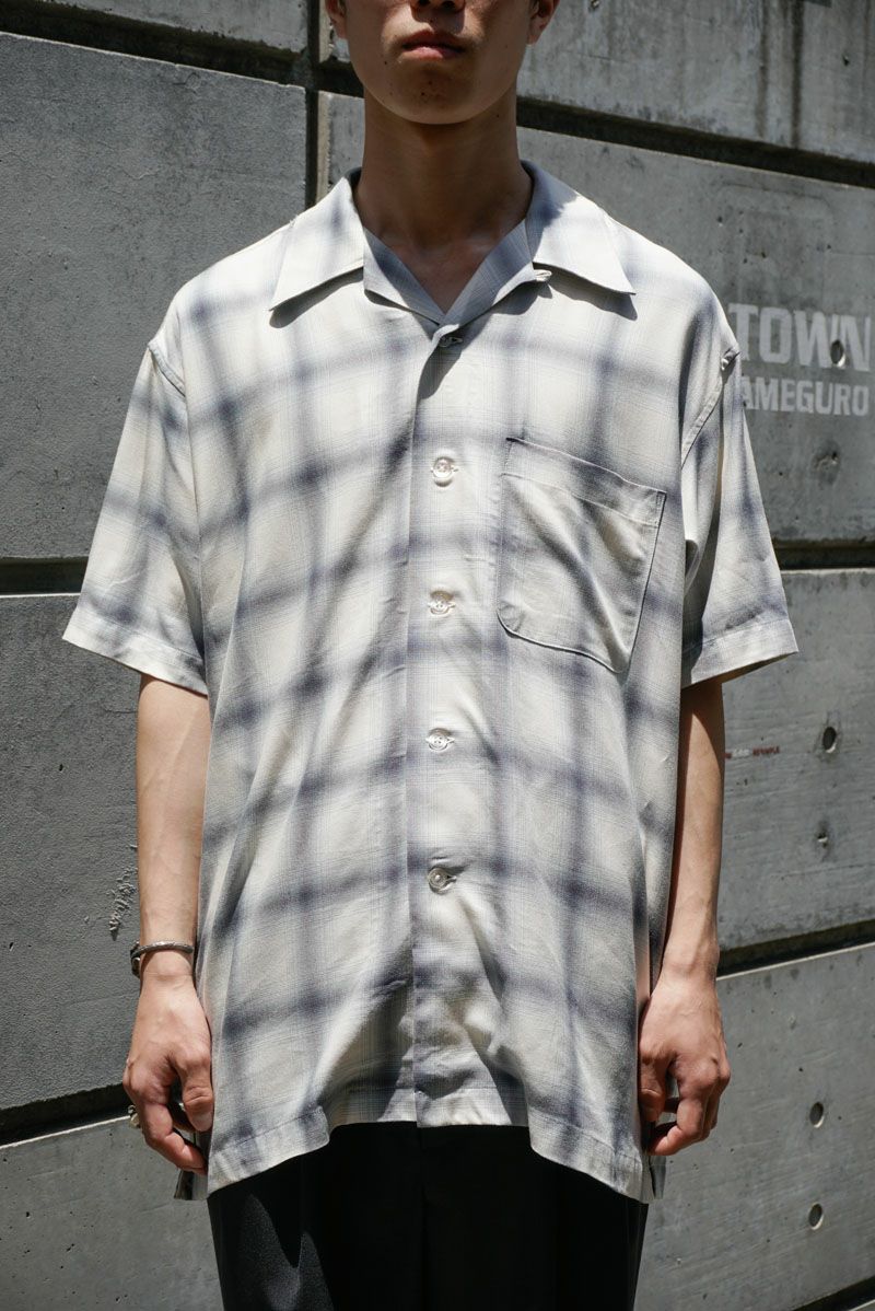 RAYON OMBRE CHECK S/S SHIRTS[L.BLUE]