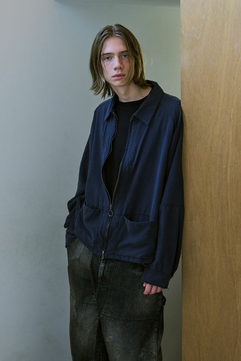 SUEDE SILK JACKET[NAVY] | 1LDK ONLINE STORE