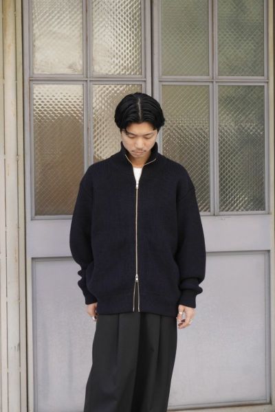 OVERSIZED DRIVERS KNIT ZIP JACKET[DARK NAVY] | 1LDK ONLINE STORE