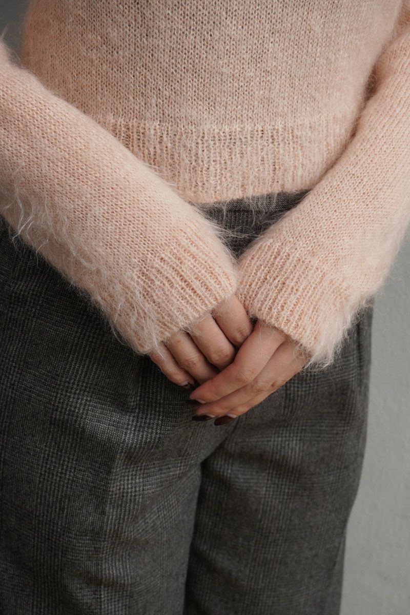 BRUSHED SUPER KID MOHAIR KNIT SHORT POLO[PINK] | 1LDK ONLINE