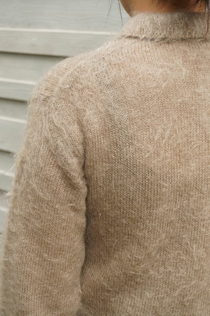 BRUSHED SUPER KID MOHAIR KNIT SHORT POLO[BEIGE] | 1LDK