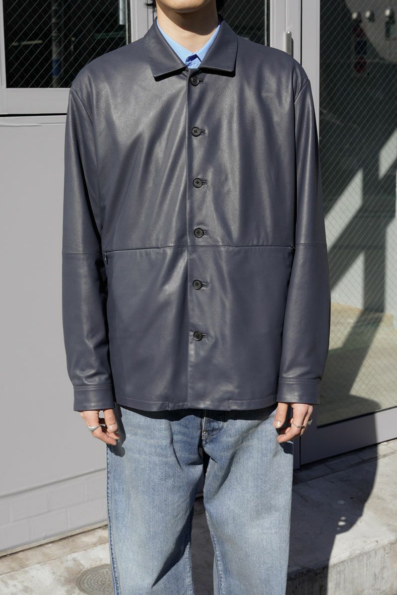 25SS YOKE レザーシャツジャケット チャコールネイビー　最終値下げ LEATHER SHIRT JACKET[CHARCOAL NAVY] | 1LDK (ワンエルディー