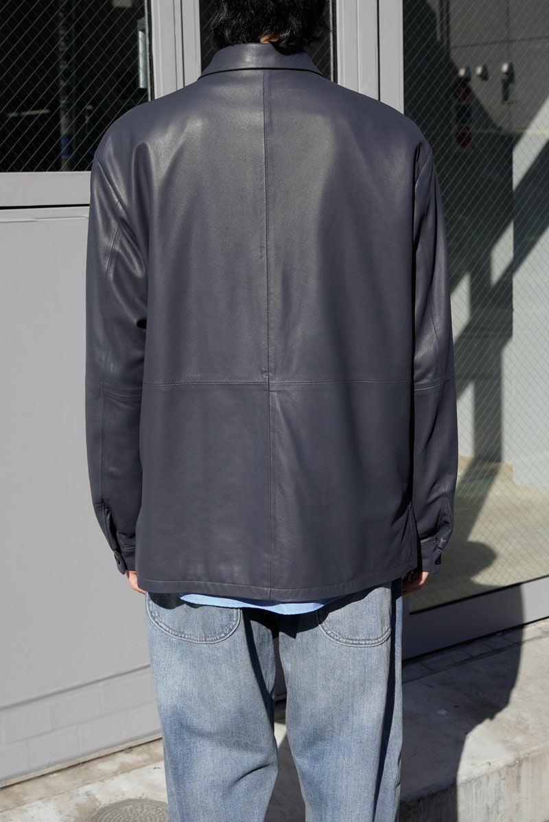 25SS YOKE レザーシャツジャケット チャコールネイビー　最終値下げ YOKE / LEATHER SHIRT JACKET – carol ONLINE STORE