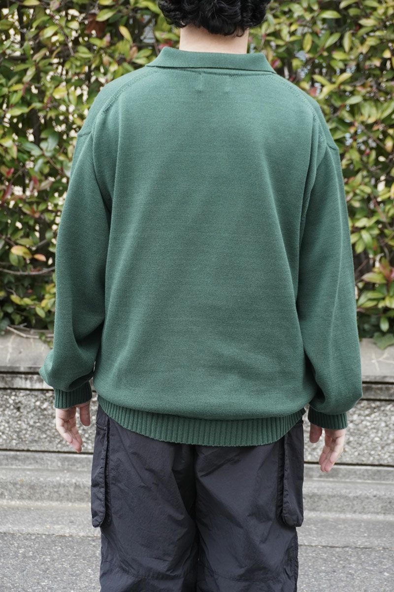 COTTON KNIT L/S POLO[GREEN] | 1LDK ONLINE STORE