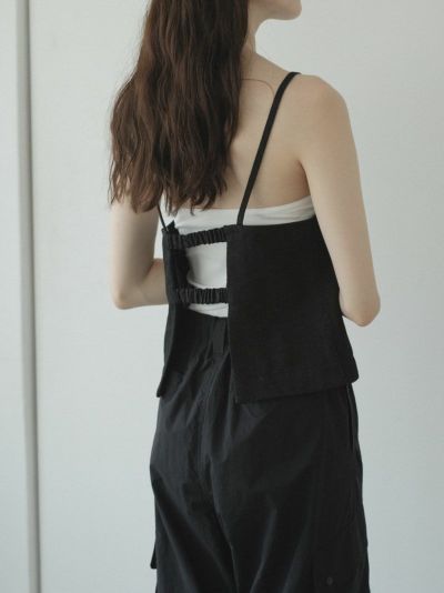 LINEN LIKE CAMISOLE BUSTIER[BLACK]