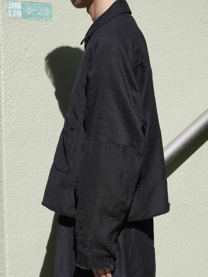 WAAC 黒ジップアップシャツ サイズ1 W/L SHORT ZIPUP SHIRT[BLACK] | 1LDK (ワンエルディーケー