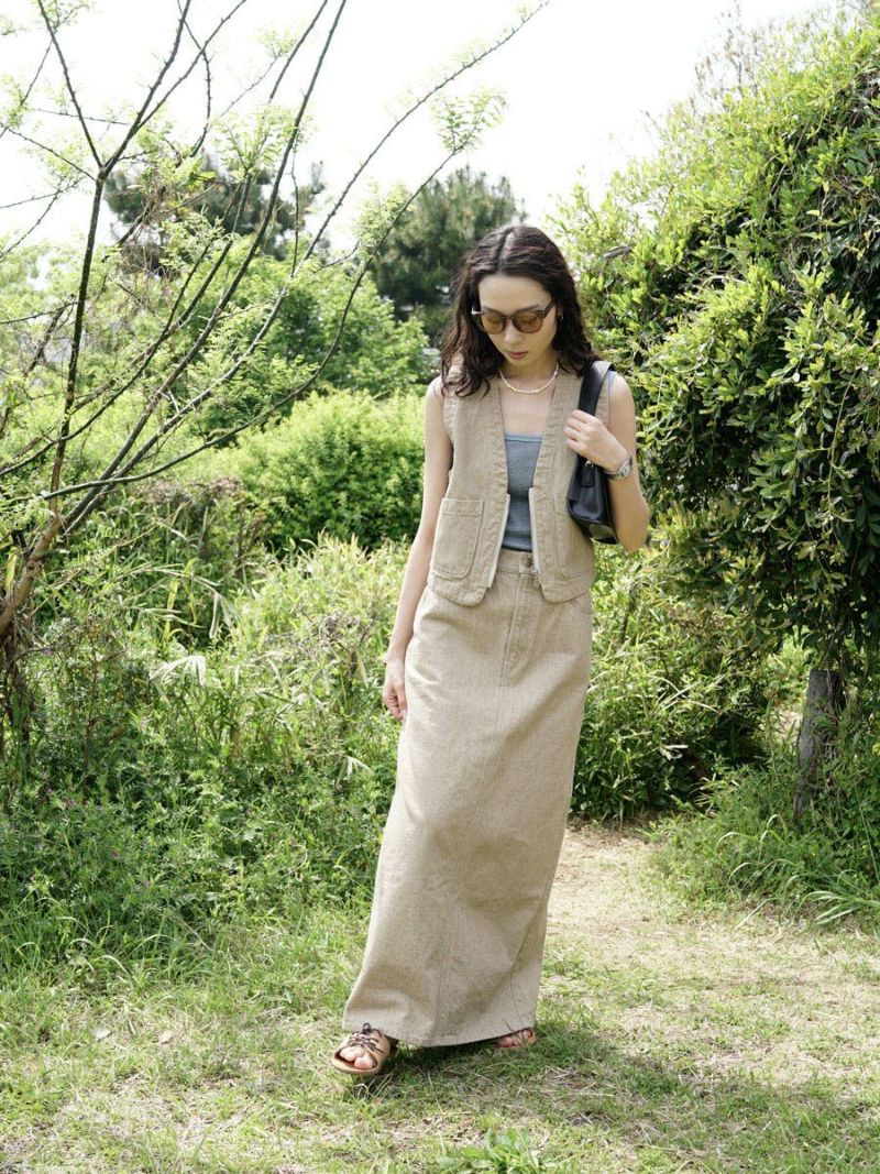 MY 1LDK DENIM MAXI SKIRT (BEIGE) サイズ0 DENIM MAXI SKIRT[BEIGE] | 1LDK (ワンエルディーケー) 公式サイト