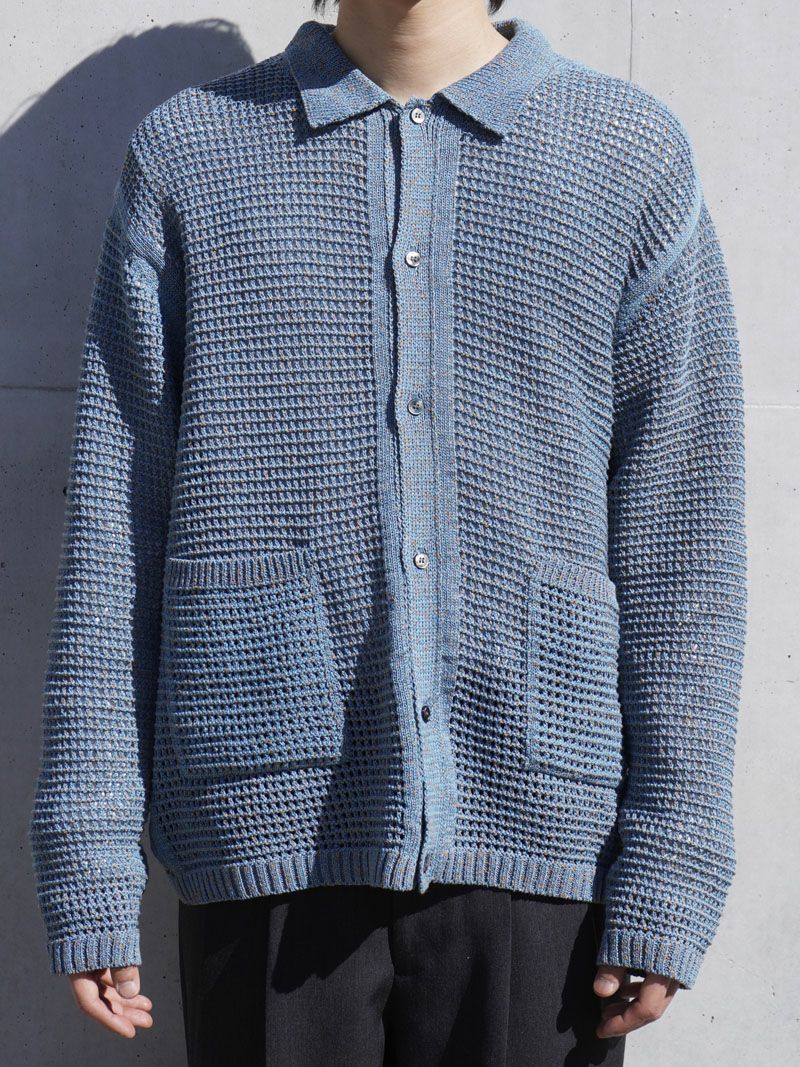 トップス YOKE25SS MESH KNIT SHIRT CARDIGAN MESH KNITTED SHIRT CARDIGAN[BLUE] | 1LDK (ワンエルディーケー