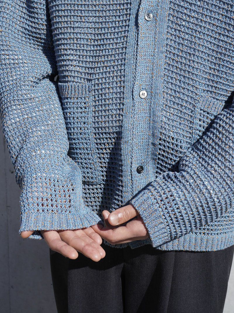 トップス MESHED KNIT CARDIGAN YOKE / ヨーク / MESH KNITTED SHIRT CARDIGAN | GARDEN