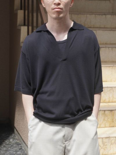 SUMMER S/S SKIPPER KNIT[BLACK] | 1LDK (ワンエルディーケー