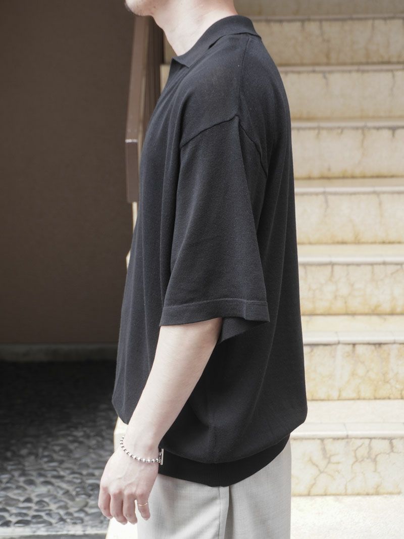 SUMMER S/S SKIPPER KNIT[BLACK] | 1LDK (ワンエルディーケー