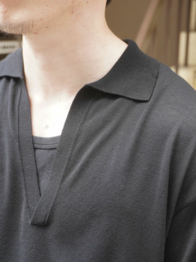 is-ness 1LDK KNITTED BIG SKIPPER POLO