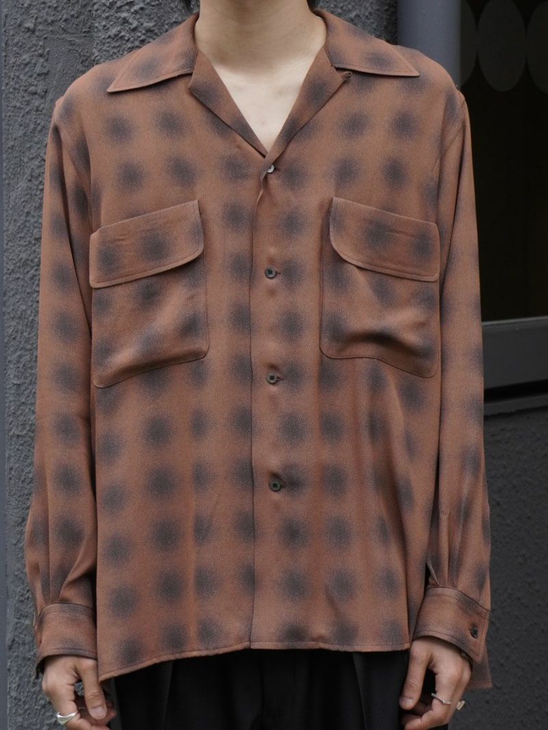 BLURRED OMBRE PLAID OPEN COLLAR SHIRT[TERRACOTTA] | 1LDK