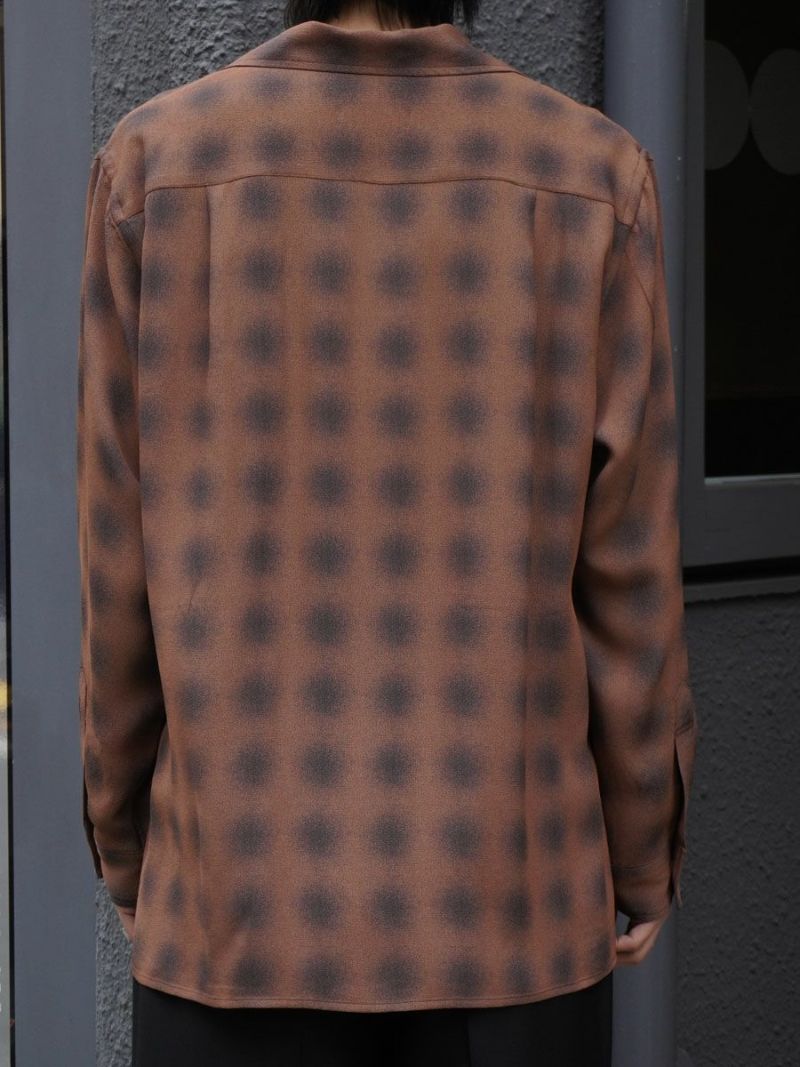 BLURRED OMBRE PLAID OPEN COLLAR SHIRT[TERRACOTTA] | 1LDK
