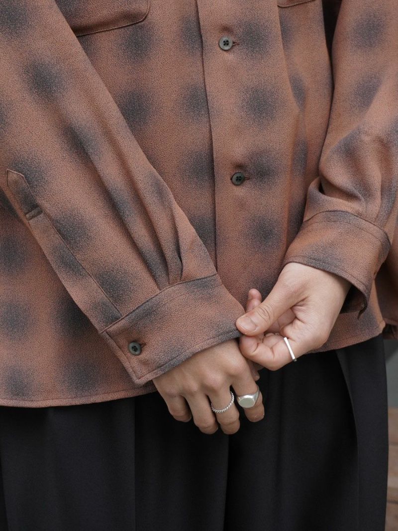 トップス L WOODBLOCK OVERWHELM OPEN COLLAR SHIRT WOODBLOCK OVERWHELM OPEN COLLAR SHIRT L - メルカリ