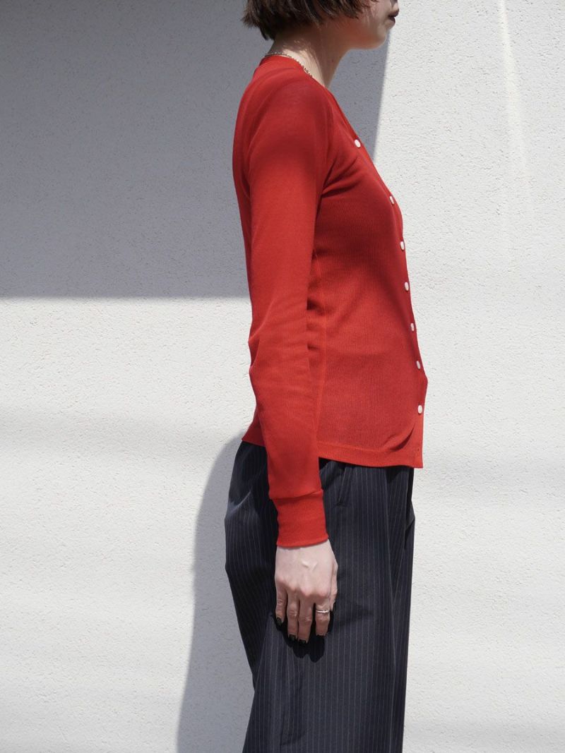 Sheer Rib Vneck Cardigan[RED] | 1LDK (ワンエルディーケー